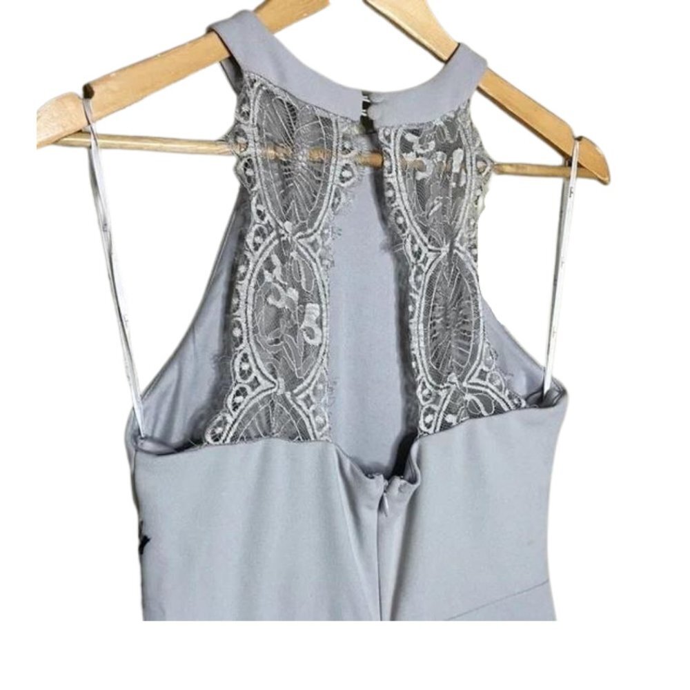 NWT Lulus Joella Light Grey Lace Halter Maxi Dress Size S - Picture 5 of 8